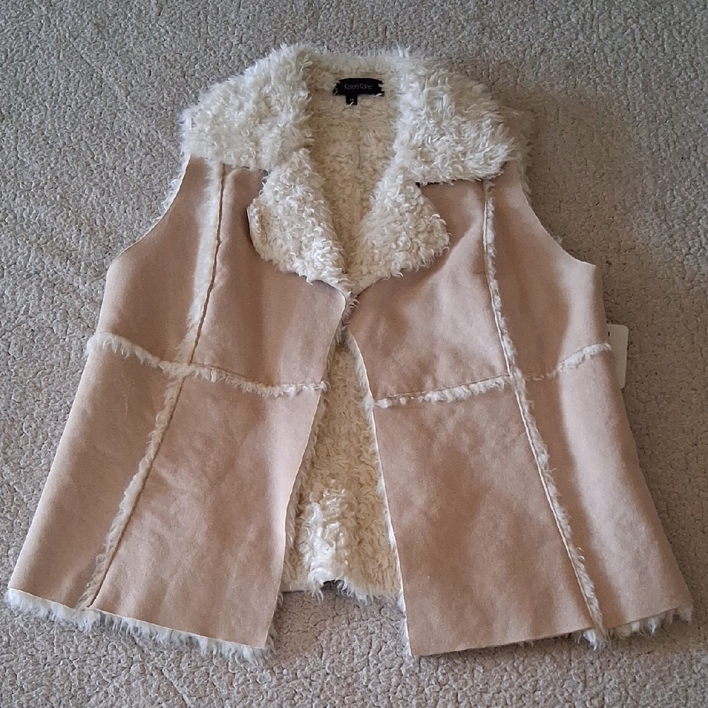Karen Kane Cream Faux Shearling Vest